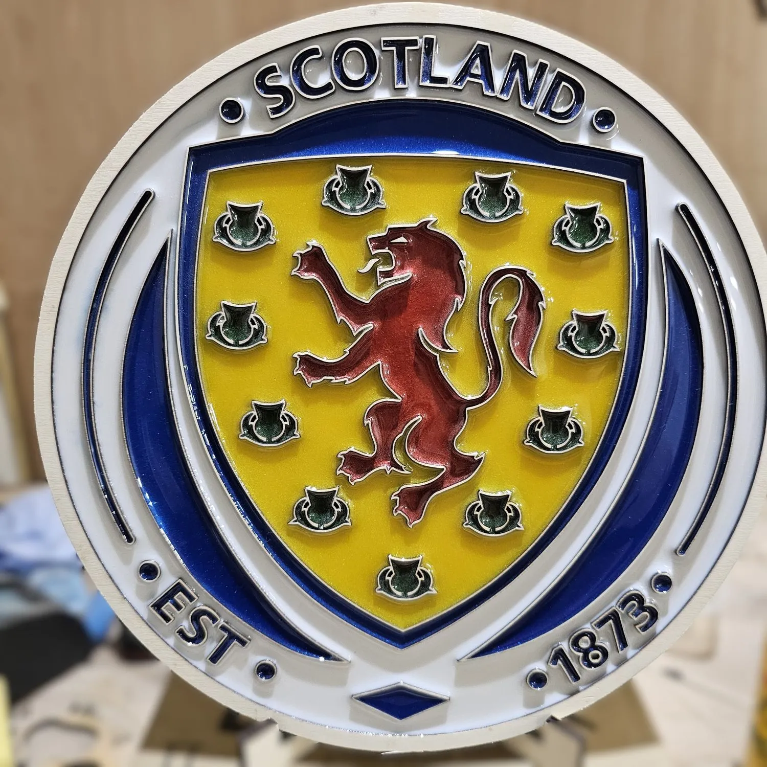 Scotland National Football Team Handcrafted Wooden and Resin Crest - Image 1