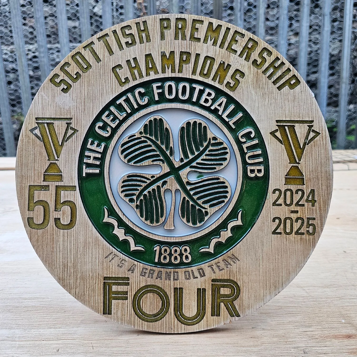 Inspired By New Celtic F.C. 2025 Champions Wooden and Resin Crest