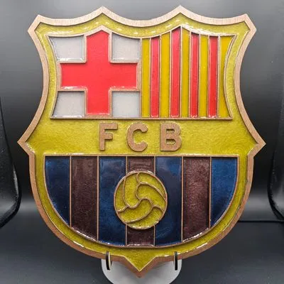 F.C. Barcelona Crest Handcrafted Wooden & Resin Art - Image 2