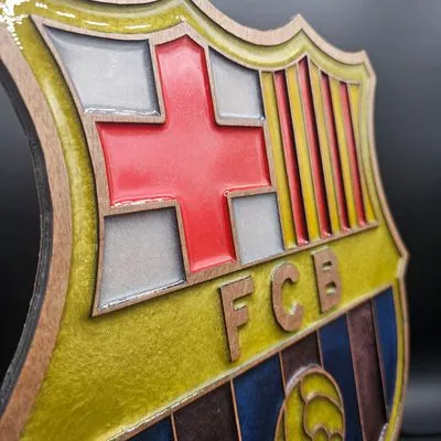 F.C. Barcelona Crest Handcrafted Wooden & Resin Art - Image 3