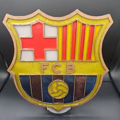F.C. Barcelona Crest Handcrafted Wooden & Resin Art - Image 6