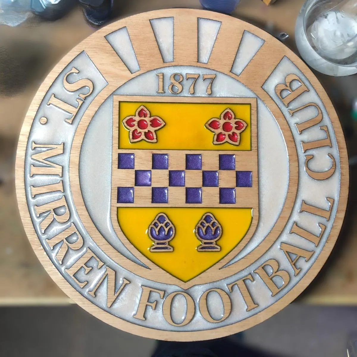 St. Mirren F.C. Wooden and Resin Crest - Image 1